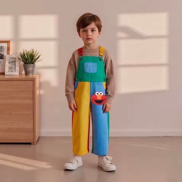 Elmo Overalls Elmo Jumpsuit Sesame Street Birthday  Elmo Bodysuit Elmo clothes - Picture 2 of 4